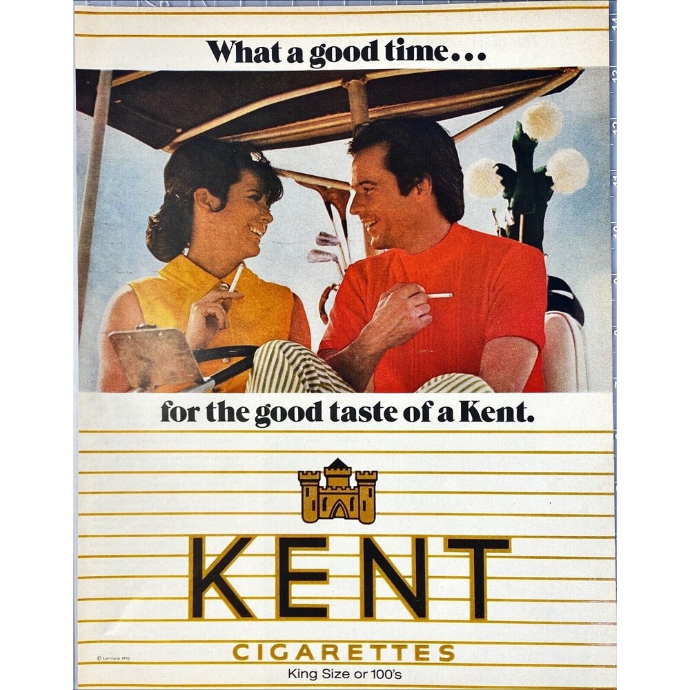 Kent Cigarettes "What a good time for the good taste of a Kent"Vtg Print Ad 1970